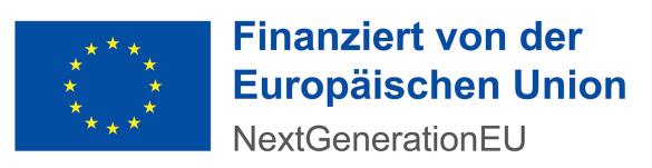 Links ist die Europaflagge mit zwölf gelben Sternen auf blauem Grund dargestellt. Rechts daneben steht in blauer Schrift: Finanziert von der Europäischen Union. Darunter in grauer Schrift: NextGenerationEU. Das Logo kennzeichnet Projekte, die aus EU-Mitteln gefördert werden.